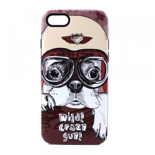 Wholesale iPhone 7 Design Hybrid Case (Wild Crazy Guy)